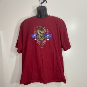 Men’s Utility T- Shirt w/ Dragon & Skateboard Graphic